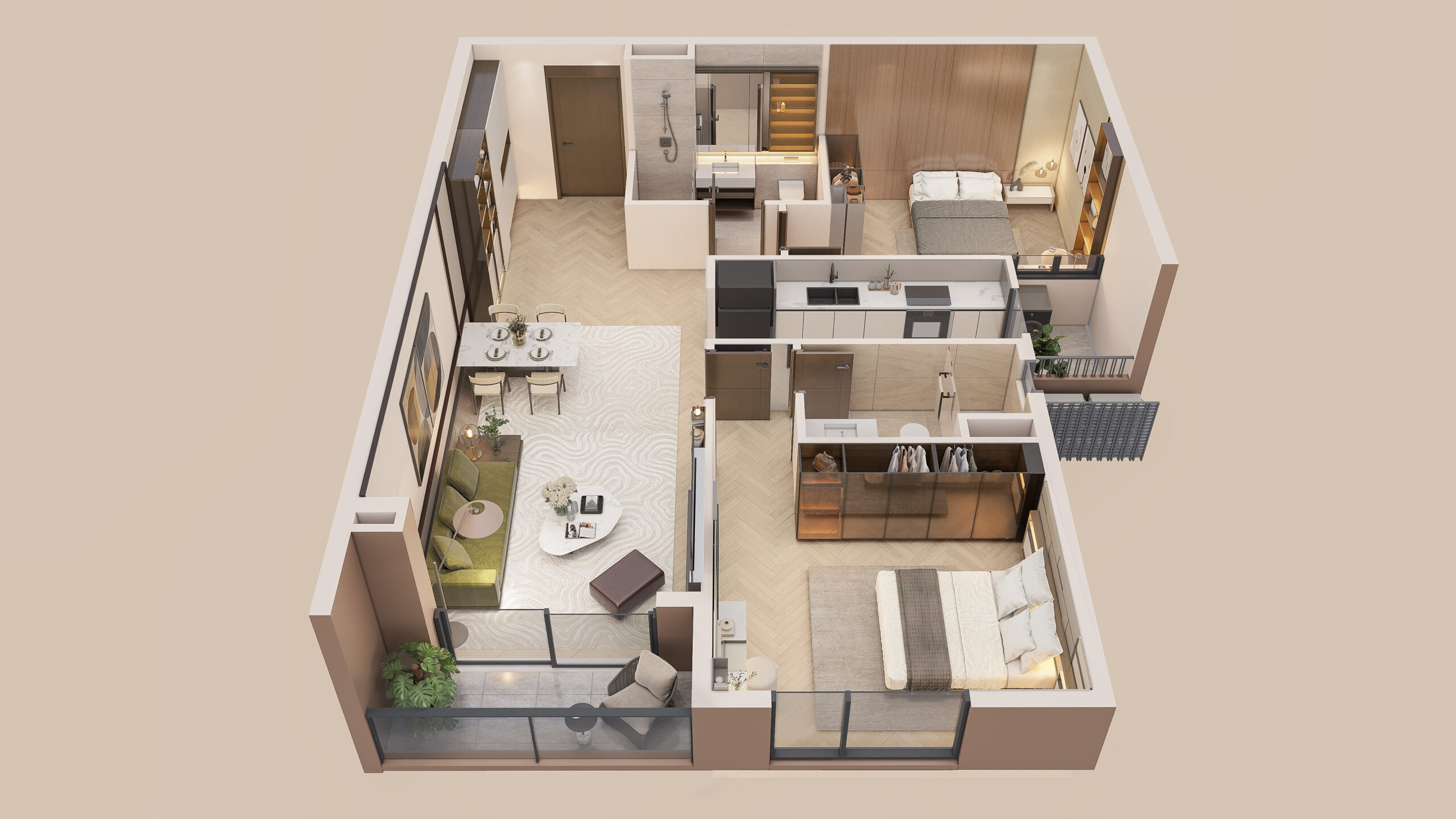 Thiết Kế Căn A1-03 _2 ngủ _ 76,8 m2