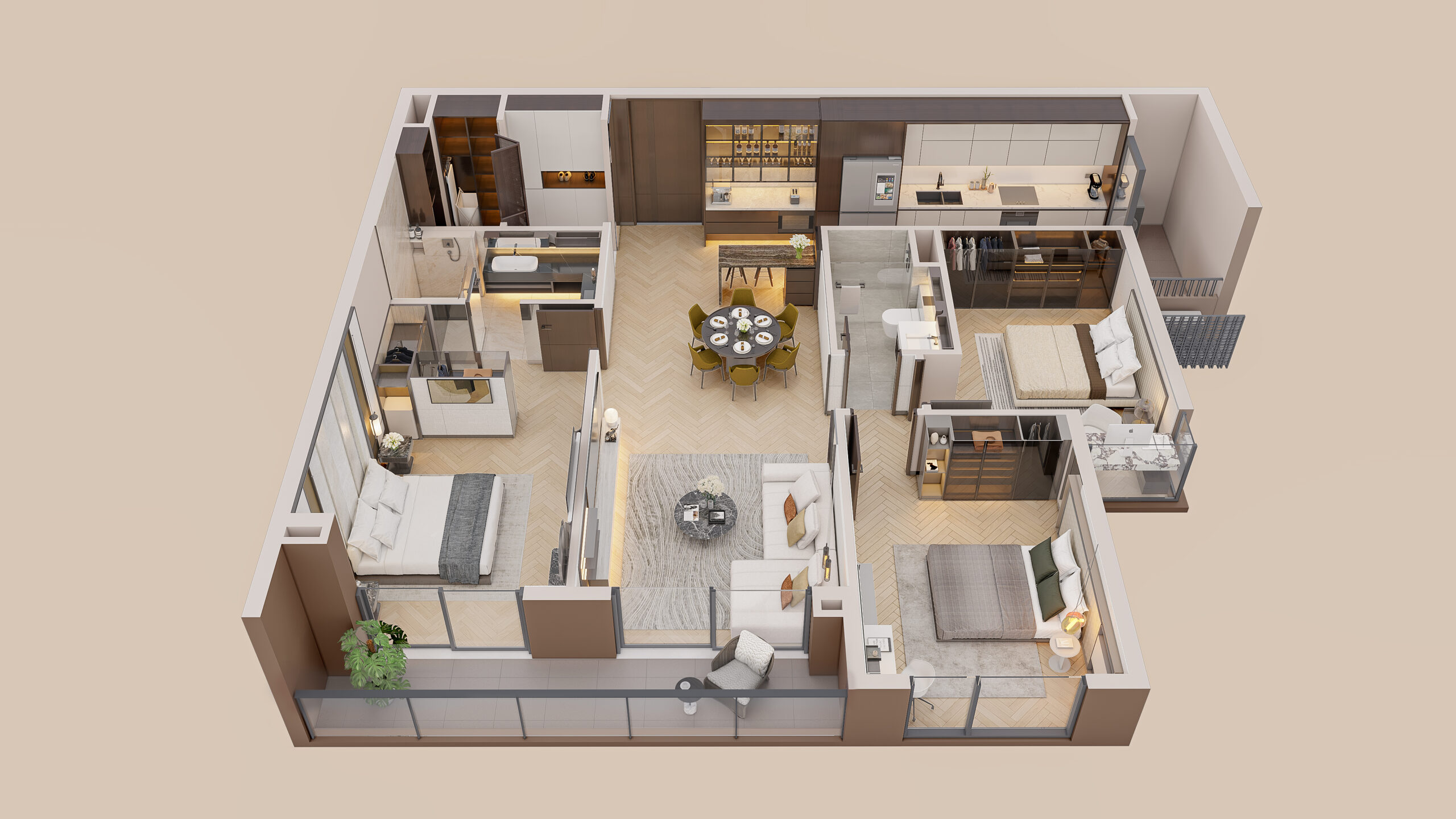 THiết Kế Căn A1-07 _ 3 ngủ _ 103,6 m2